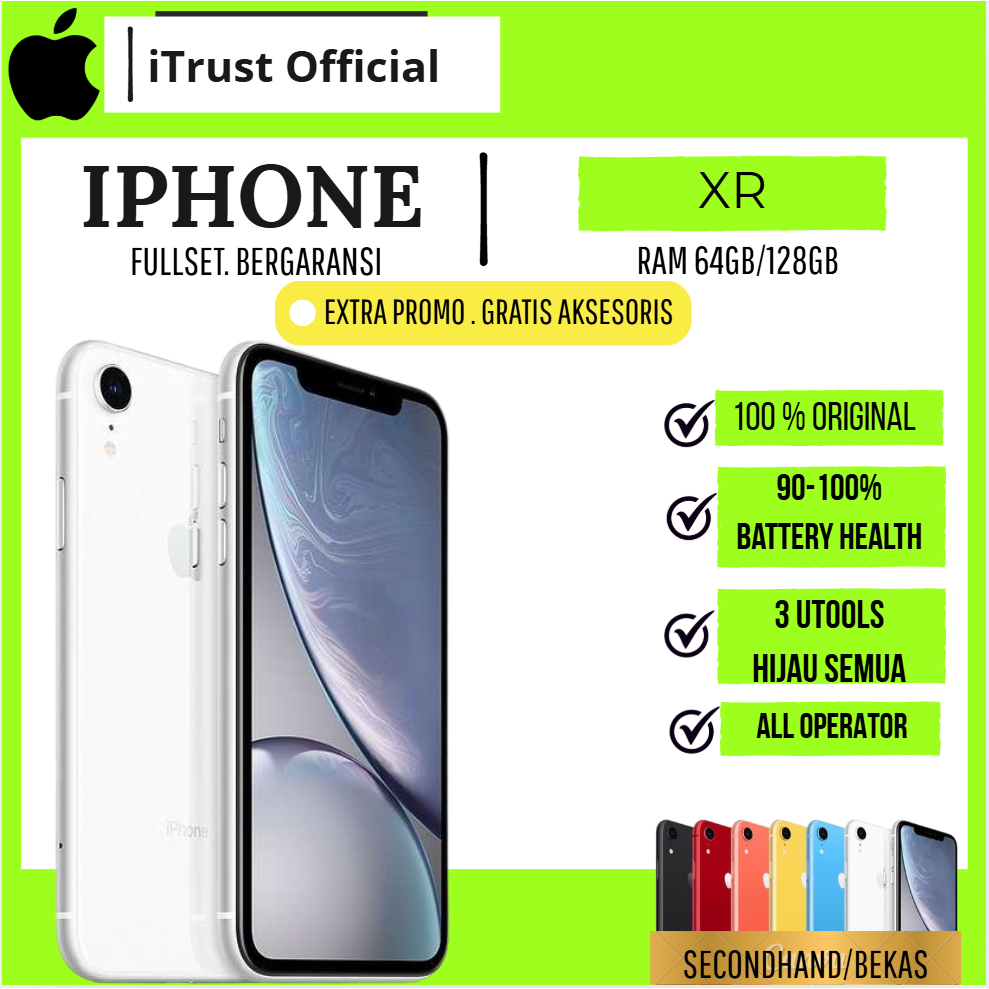 IPHONE XR 64GB 128GB SECOND FULLSET ORIGINAL MULUS NORMAL NO MINUS BERGARANSI