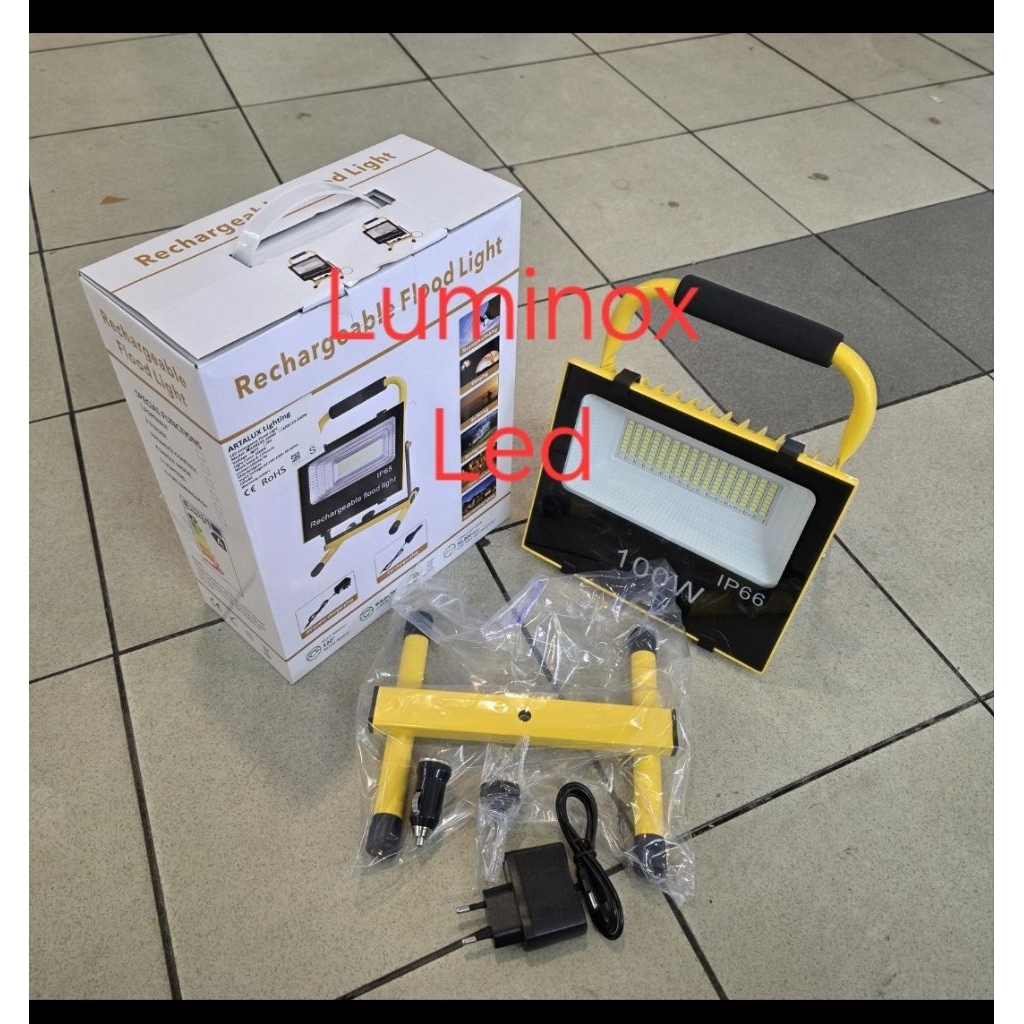 lampu tembak led emergency 100w 100watt / sorot led rechargeable portable 100w 100 watt