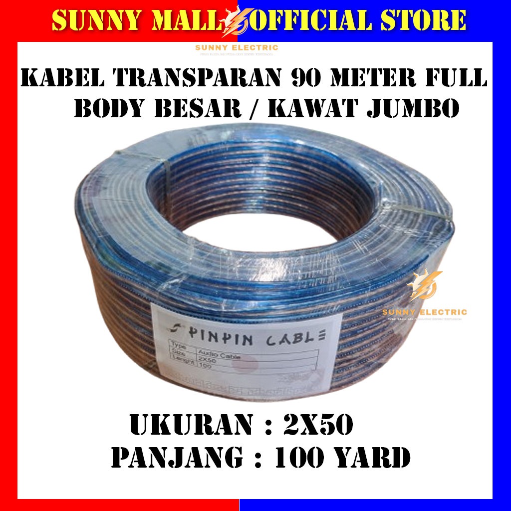 Kabel listrik transparan 2x50 100 Yard/kabel audio serabut tembaga/kabel listrik murah