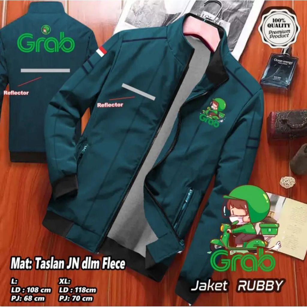 JAKET KANTONG DALAM GRAB / GRAB FOOD ANIMASI FREE NAMA BAHAN TASLAN READY SIZE M L XL XXL 3XL 4XL 5X