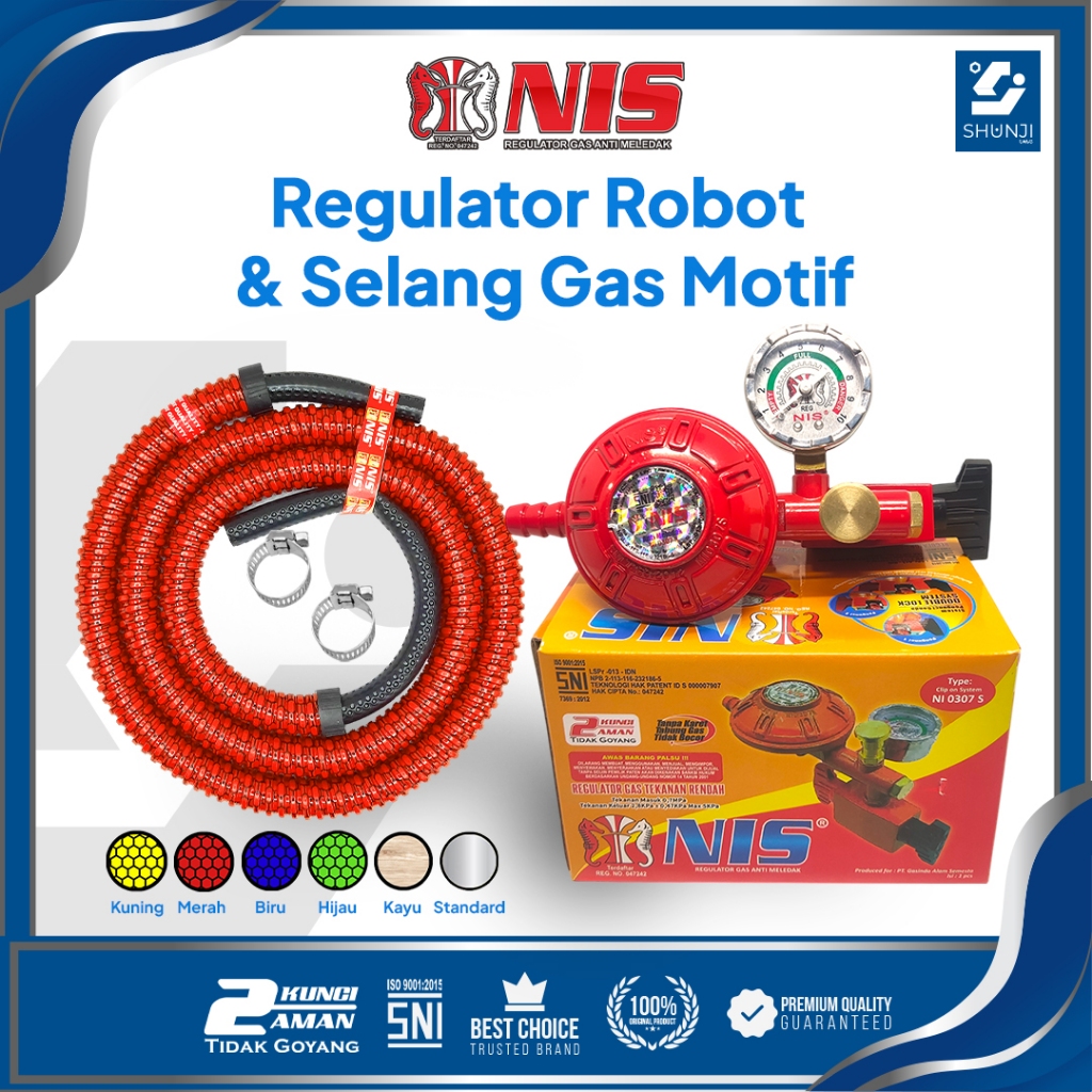 NIS Regulator Kompor Gas ROBOT - Tekanan Rendah (NIS 0307) Paket Hemat Selang Gas