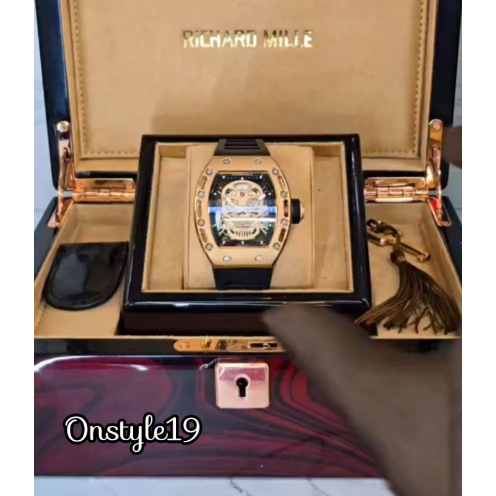 JAM TANGAN RM052PRIA SKULL AUTOMATIC DIAL ROSEGOLD 42MM