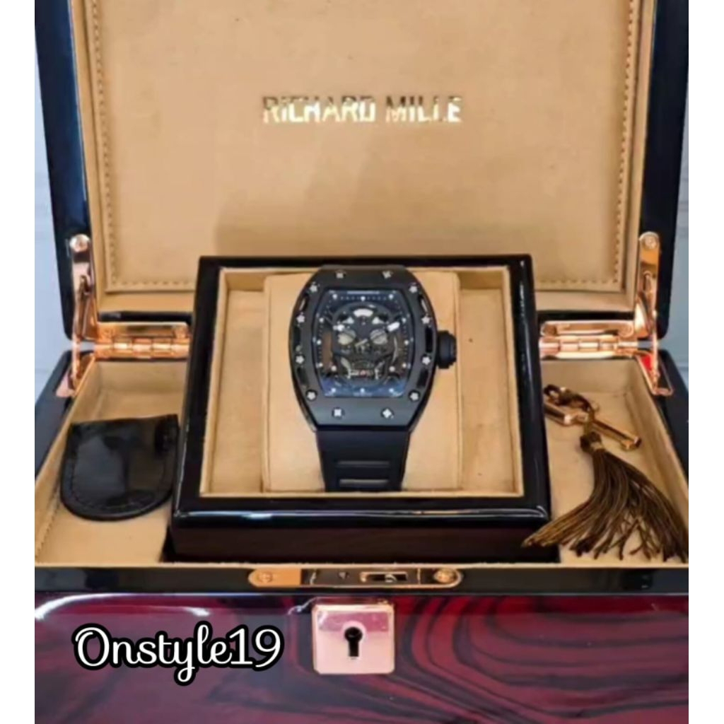 JAM TANGAN RM052PRIA SKULL AUTOMATIC DIAL BLACK 42MM