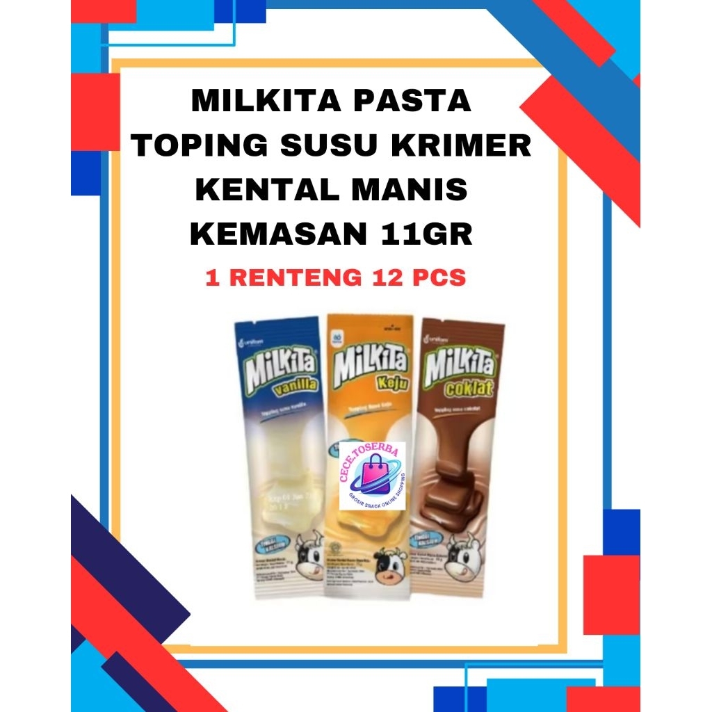 MILKITA PASTA  SUSU KENTAL MANIS RASA COKLAT, SUSU 10 GR X 12 PCS