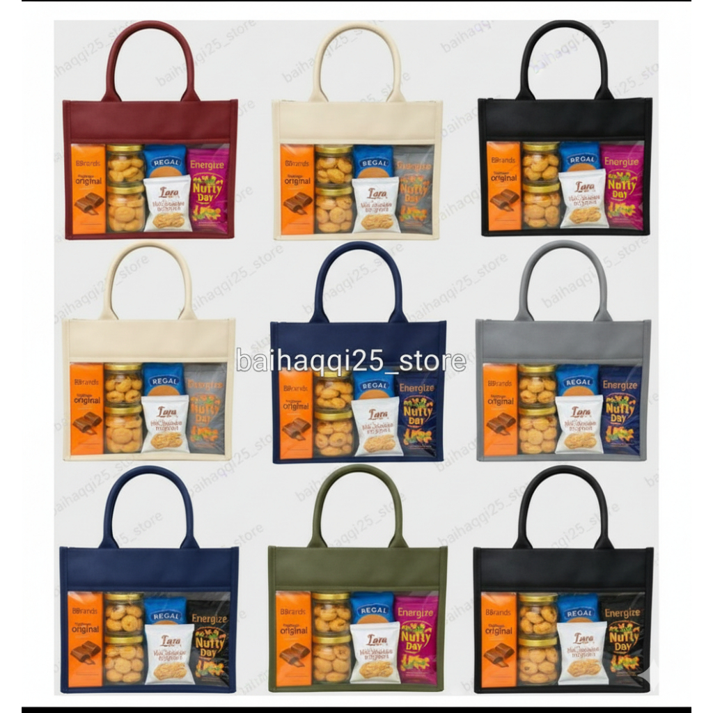 Tas Hampers KANVAS KOMBINASI Tas Keranjang Parcel Tas Hampers Lebaran Imlek Aesthetic