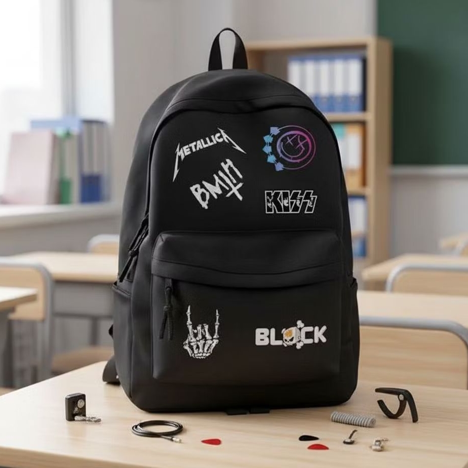 Tas ransel black Metal - tas punggung untuk sekolah/hangout - backpack fungsional pria/wanita keren