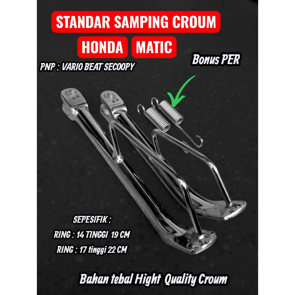 STANDAR samping Honda matic Vario Beat Scoopy Bahan Tebal High Quality Chroom Mengkilap Sensor untuk