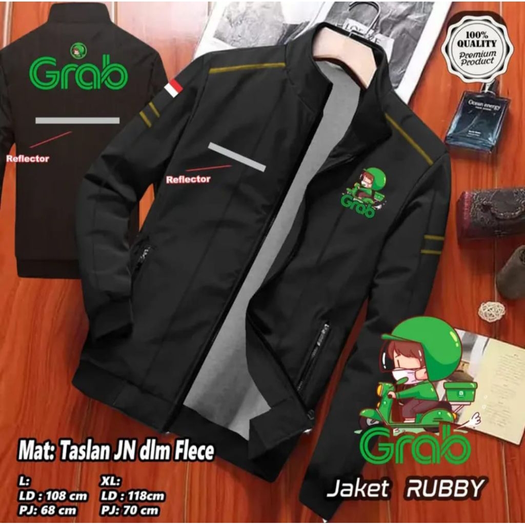 JAKET KANTONG DALAM GRAB / GRAB FOOD ANIMASI FREE NAMA BAHAN TASLAN READY SIZE M L XL XXL XXXL 4XL 5