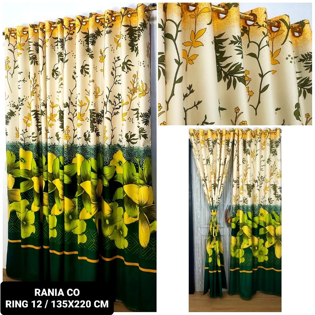 BISA COD GORDEN RANIA WARNA HIJAU MOTIF BUNGA MINIMALIS MURAH GORDYN HORDENG MURAH HORDEN PINTU TIRA