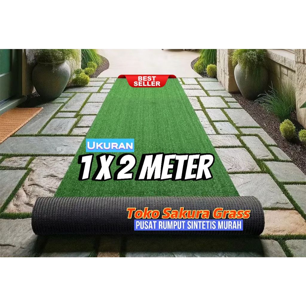GROSIR RUMPUT SINTETIS PALING MURAH UNTUK TAMAN / CAFFE UKURAN 100X200 CM TIPE SWISS / JEPANG