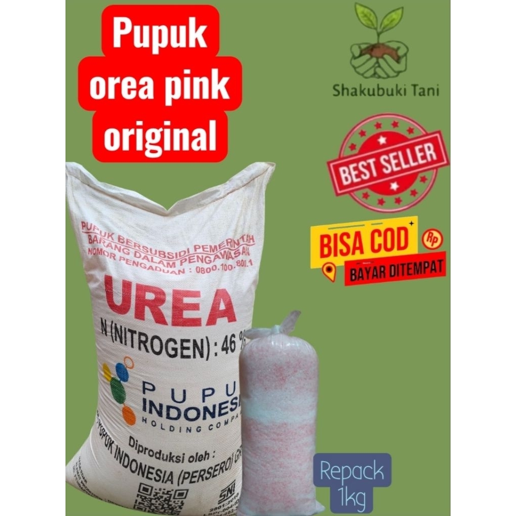 Pupuk Urea Pink Nitrogen 46% Kemasan Repack 1Kg Pupuk Bersubsidi Indonesia