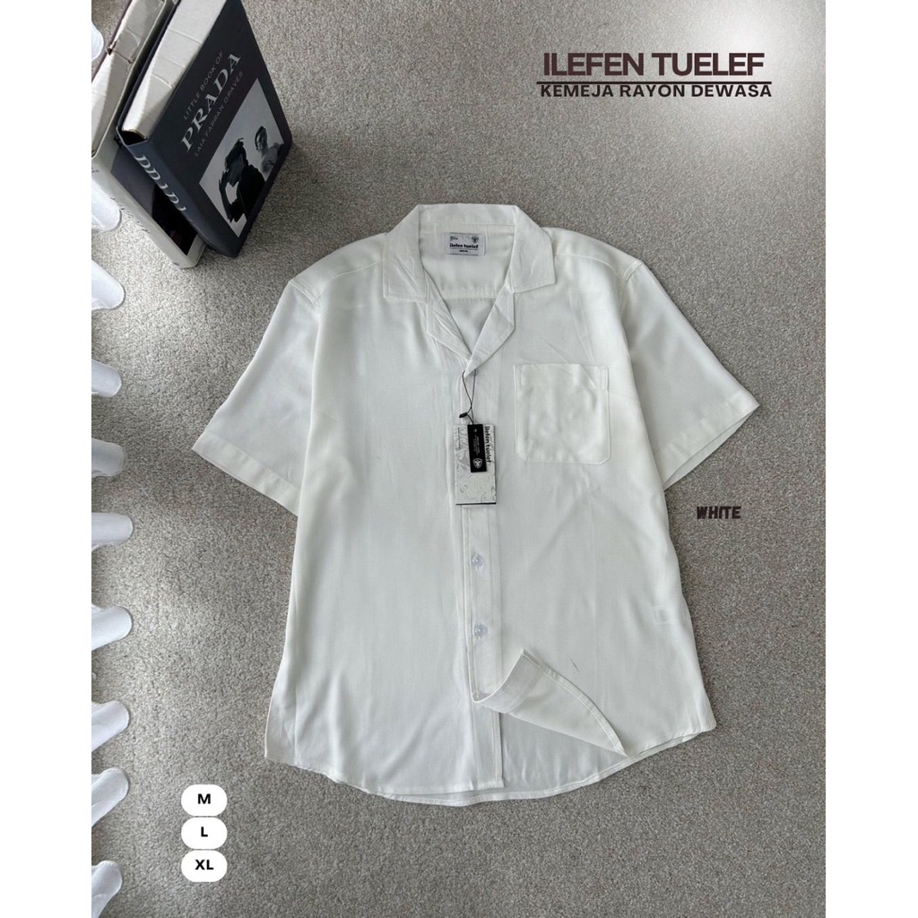 Kemeja Pria Kerah V Ilefen Tuelef Atasan Pria Katun Rayon