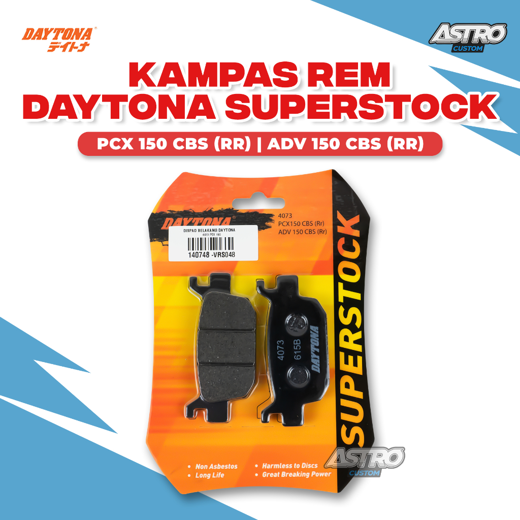 Kampas Rem Belakang PCX 150 Lokal ADV Dispad Daytona Racing Super Stock Pengereman Motor Cakram 4073