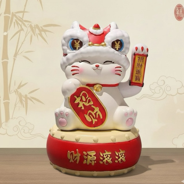PAJANGAN KUCING REJEKI MANEKI NEKO KUCING HOKI PAJANGAN PATUNG DEKORASI FENGSHUI TANGAN GERAK BARONG