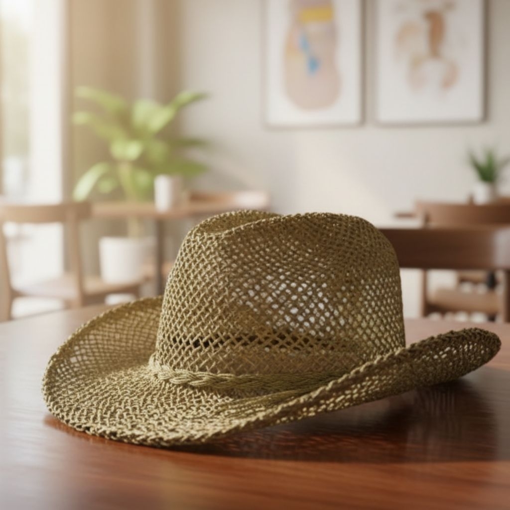 TOPI COWBOY ANYAMAN PANDAN TOPI JARING PANDAN TOPI LILIT PANDAN