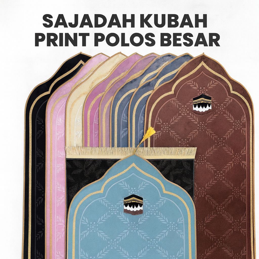 Sajadah Kubah Polos Print Kabah Besar 70x110cm Kado Pernikahan