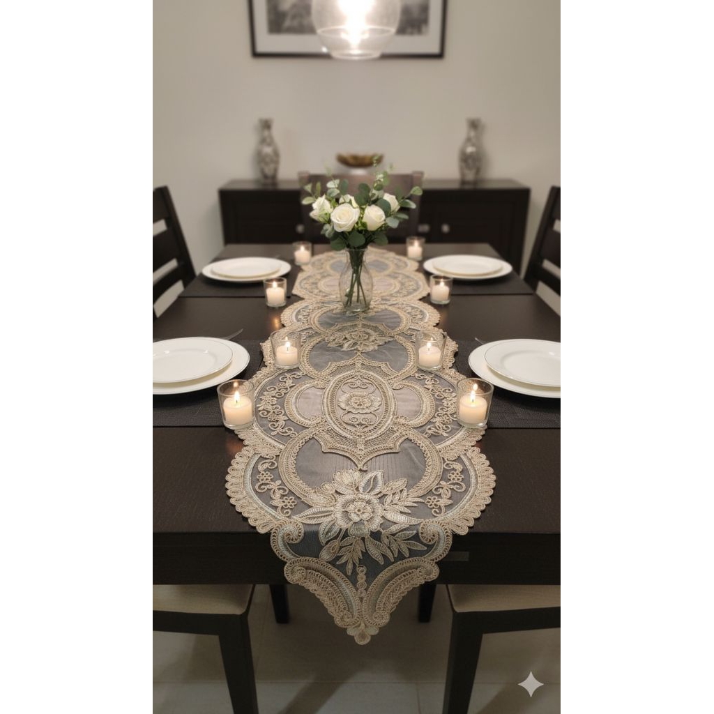 TAPLAK MEJA TAMU PANJANG/TABLE RUNNER TURKI MEWAH IMPORT