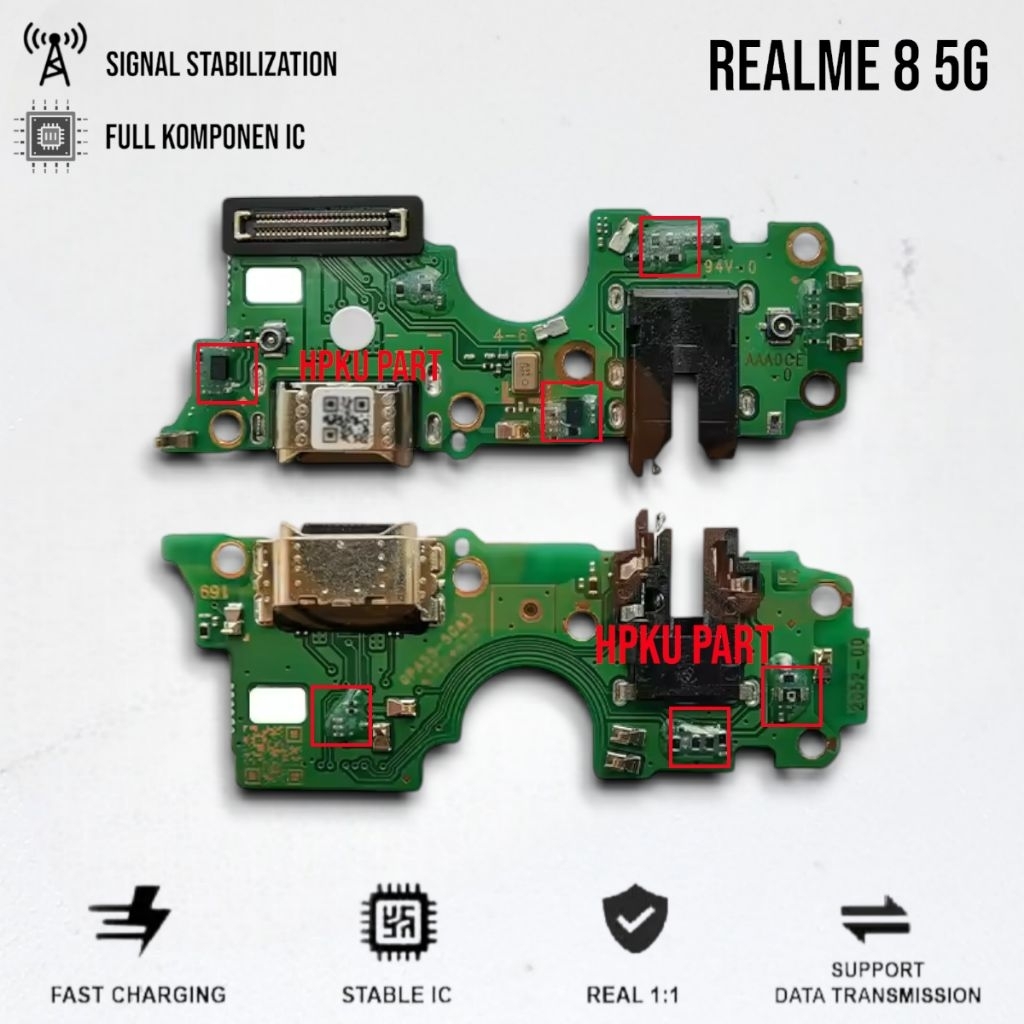 Flexible Konektor Charger + Mic Realme 8 5G Original 100% Full Komponen IC Board Charger Konektor Ca