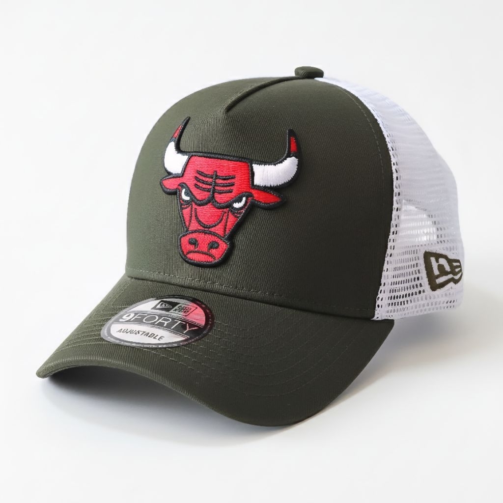 Topi Baseball Jaring Pria Wanita Banteng Bulls Hijau Army