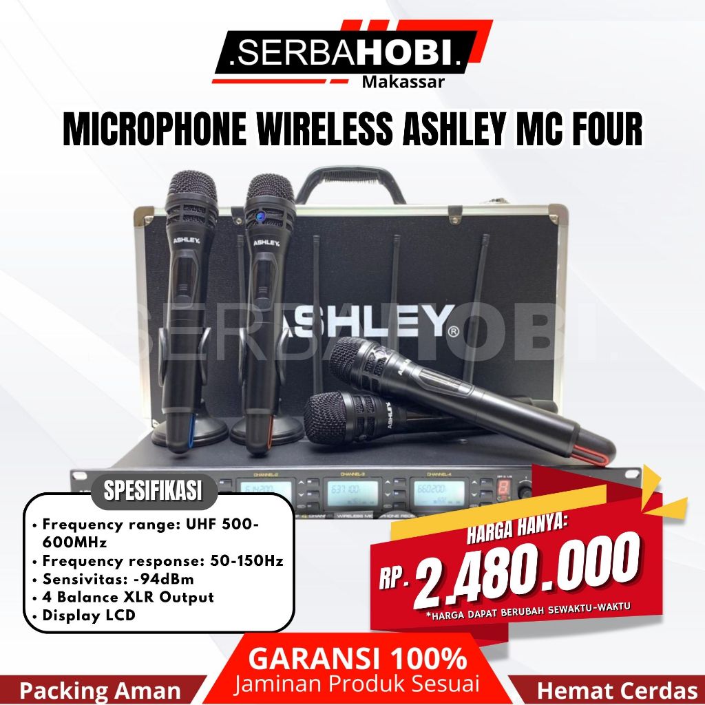 Mic Wireless Ashley MC FOUR Original 4 Mic Handheld Ashley MCFour