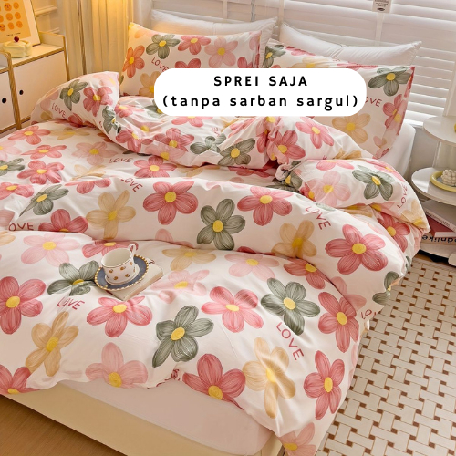 SPREI SAJA uk 120, 160, 180x200 / HANYA SPREI TANPA SARBAN SARGUL tinggi 20 cm