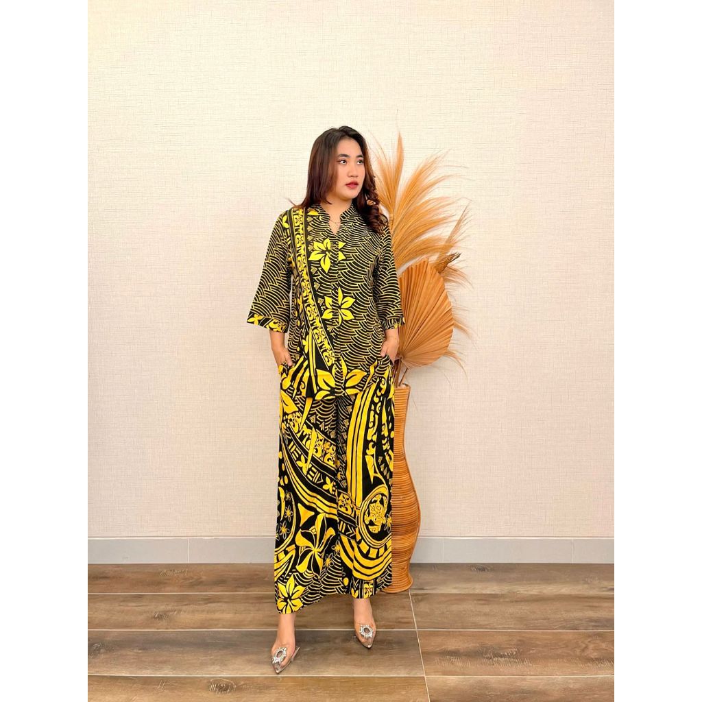 Kartika Batik Setelan Lengan Panjang 0182 Kerah Shanghai Set Rayon Premium