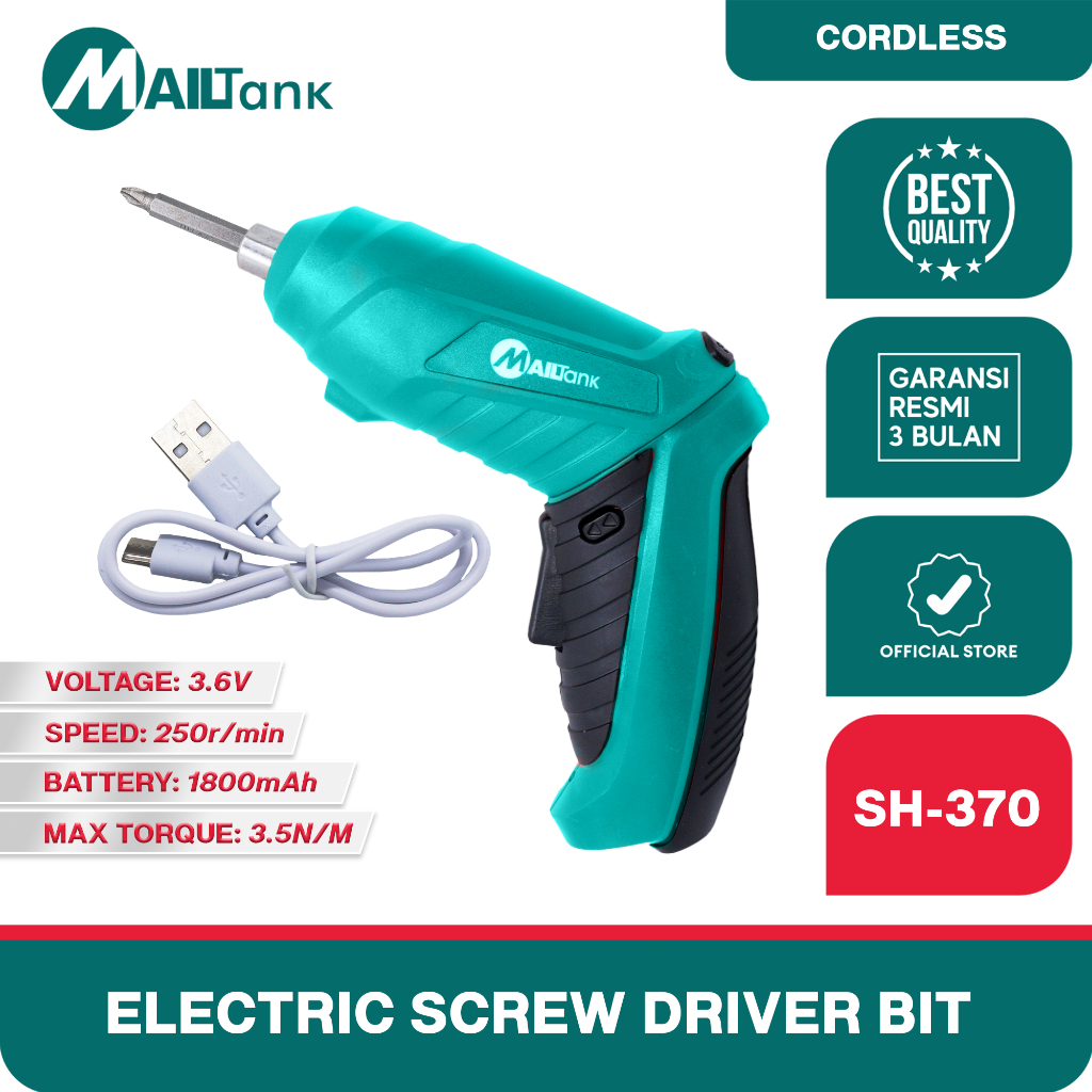 Mailtank SH370 Mesin Bor Obeng Baterai 3.6V Screwdriver Cordless Bor Charger Bisa Bolak Balik Electr