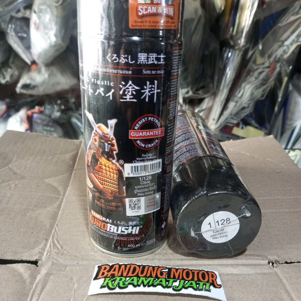 pylok pilok Pilox pylox cat kaleng semprot spray samurai kurobushi clear pernis mengkilap 128