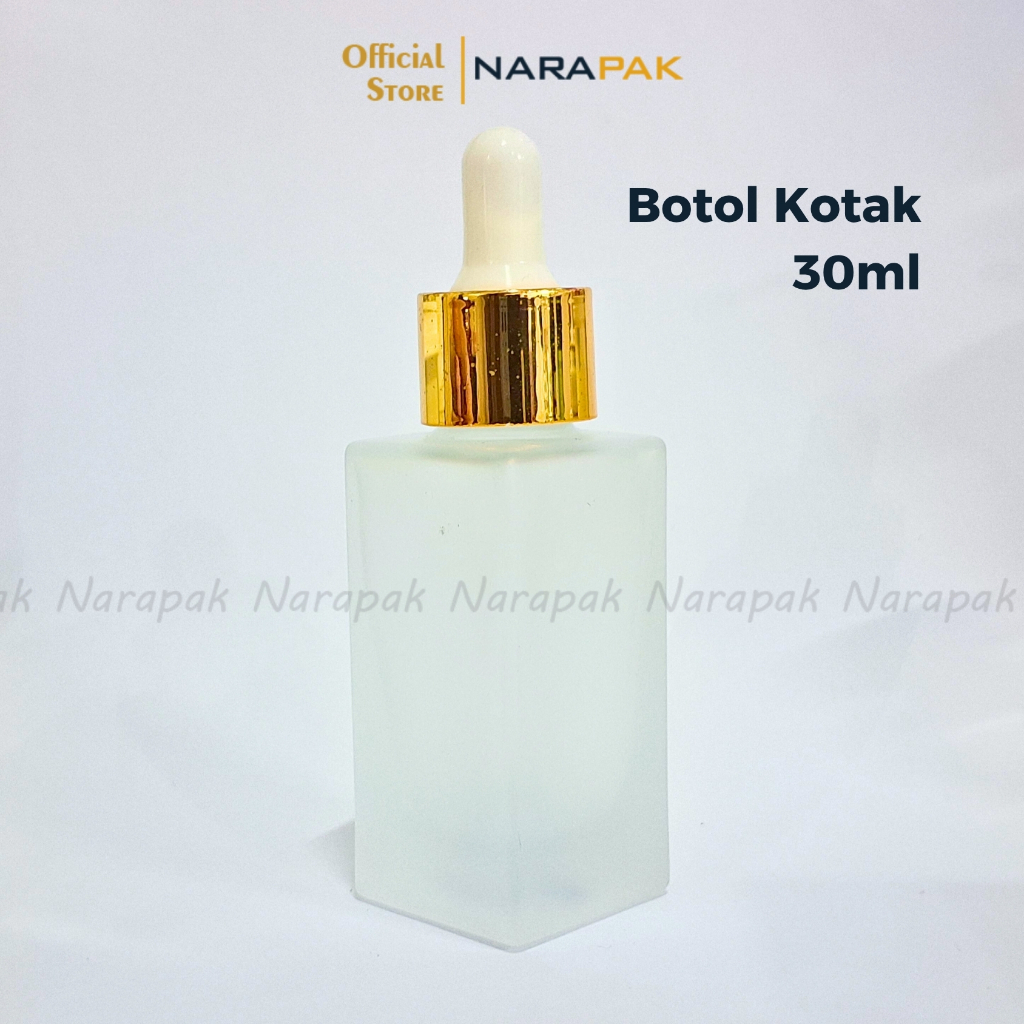 Botol Kaca 30ml Kotak Frosted DOF Tutup Ring Gold Botol Pipet Serum Skincare 30KT