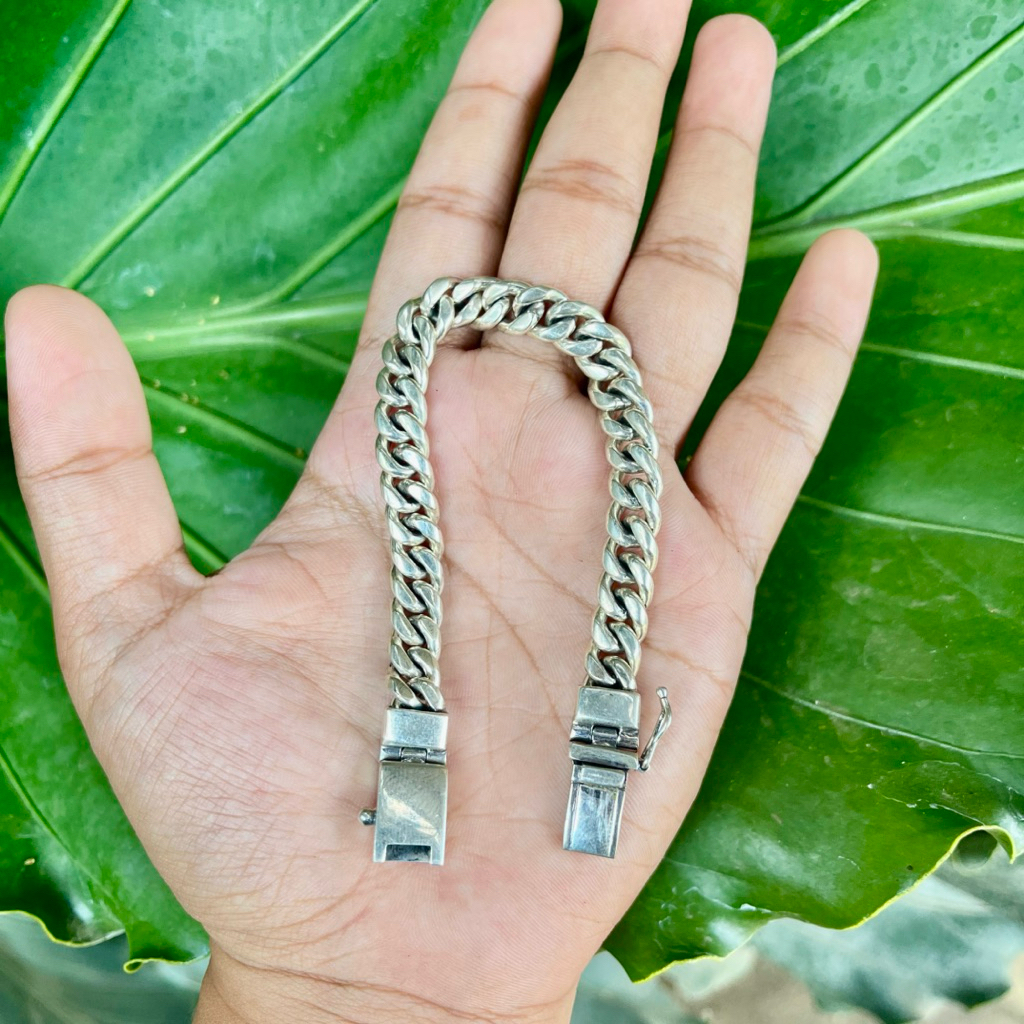 Gelang Brecelet Motif Rantai Perak Silver Bali 925 Pria Wanita Costum Berat 42,8gr