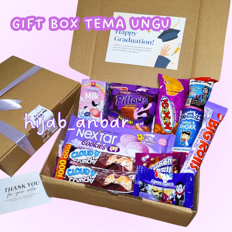 Gift Box Snack Tema Ungu - Gift Box Snack Ulang Tahun Warna Ungu