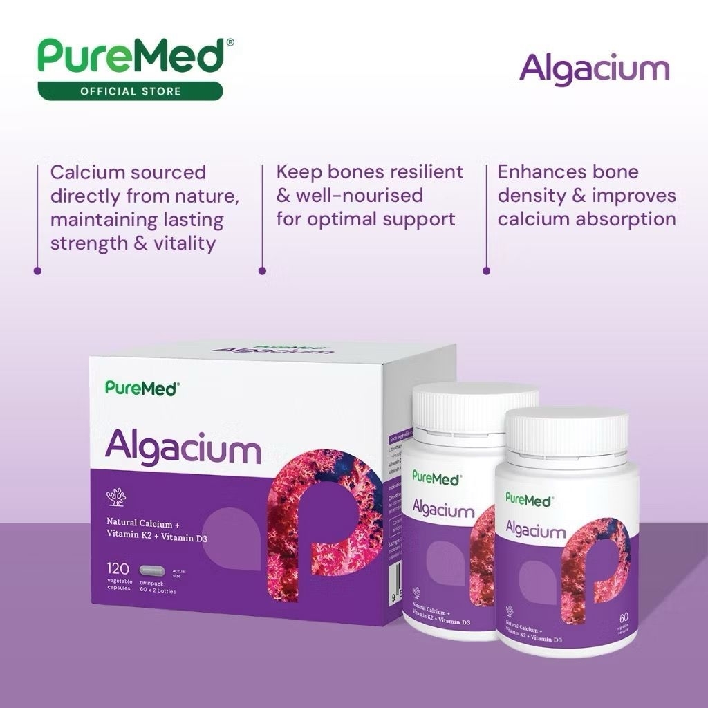 ALGACIUM PUREMED | Calcium + D3 + K2 | Natural calcium | Original Malaysia