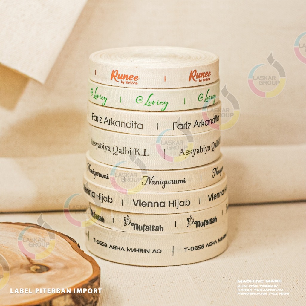 100 pcs label baju custom / label katun