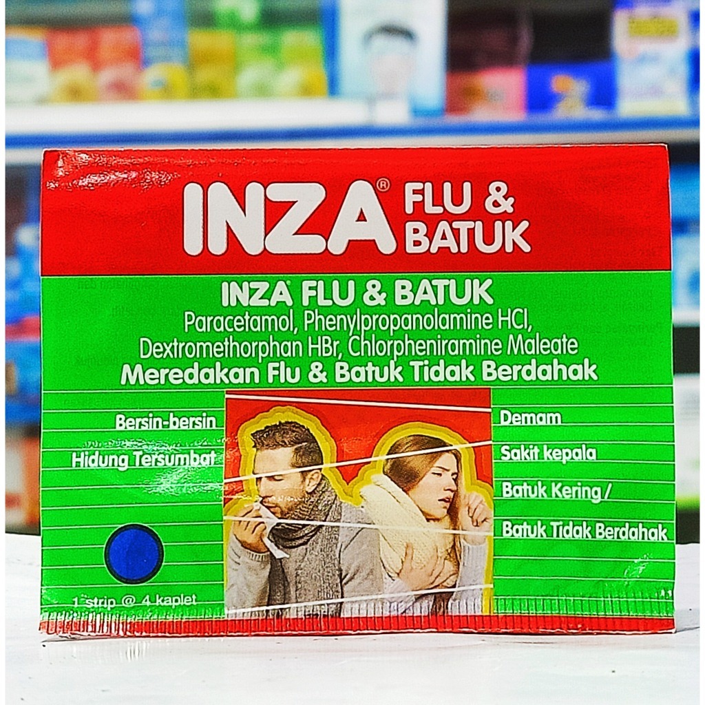 INZA dan INZA FLU & BATUK 𝟏 𝐒𝐓𝐑𝐈𝐏 𝐈𝐒𝐈 𝟒 𝐊𝐀𝐏𝐋𝐄𝐓 - Meredakan Demam, Flu dan Sakit Kepala