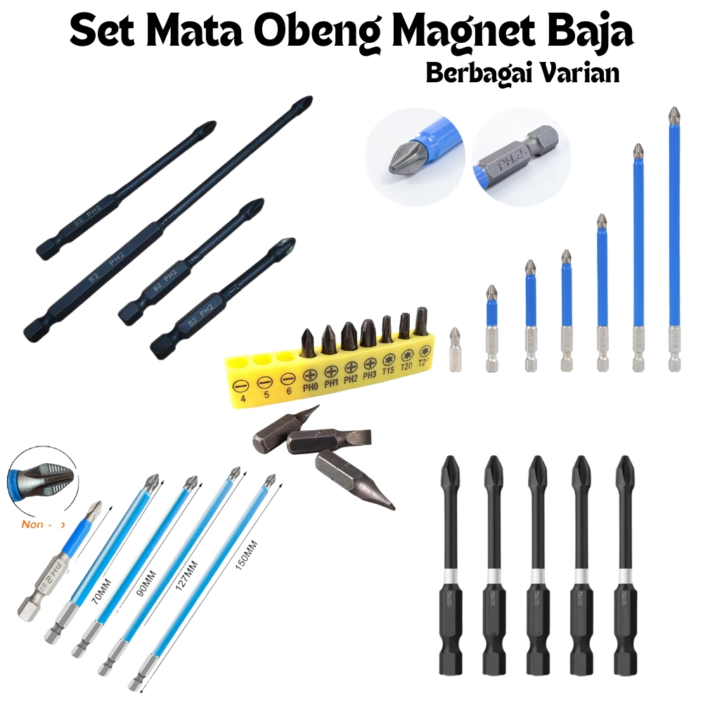 Set Mata Obeng Magnet Baja Kepala Mata Bor Obeng Magnetic Screwdriver