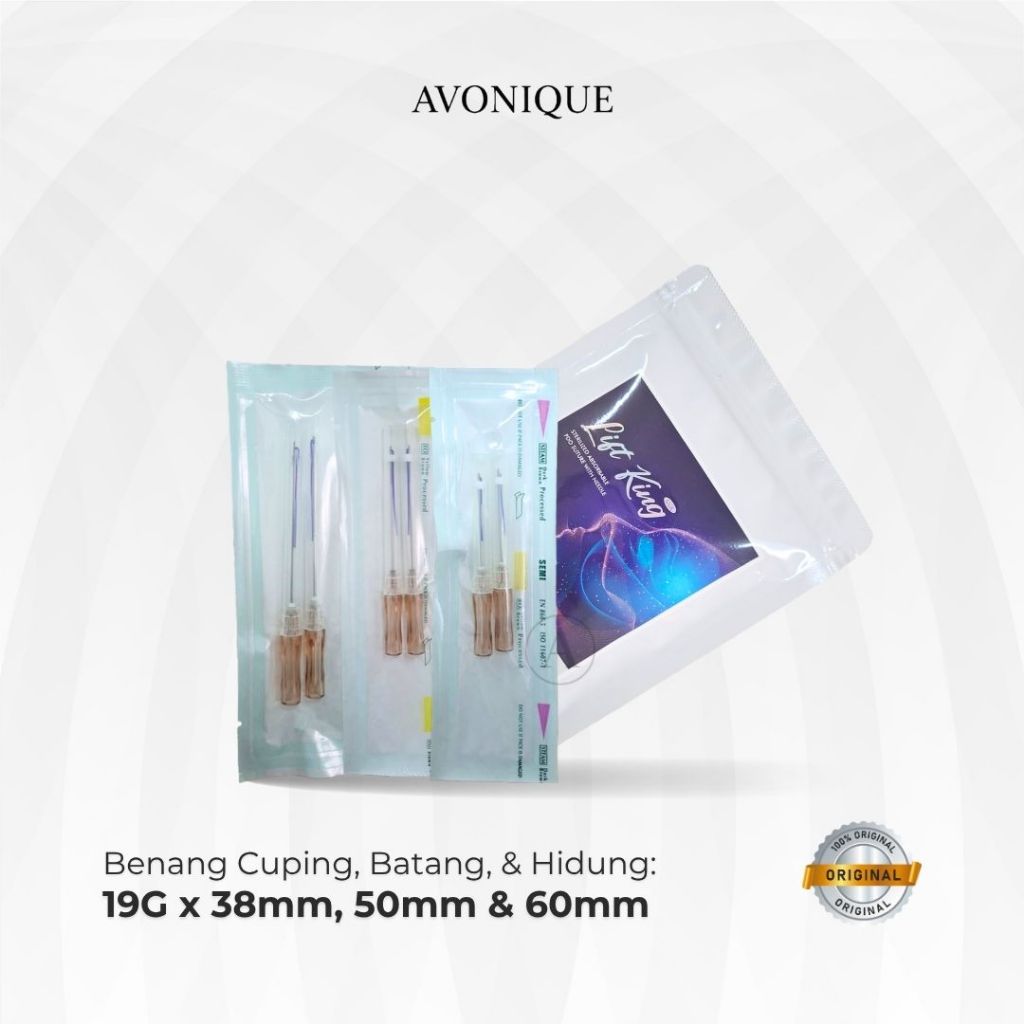 Satuan Liftking Benang Jenis PDO - Area Cuping & Batang Hidung Ukuran 19G x 38, 50 & 60mm