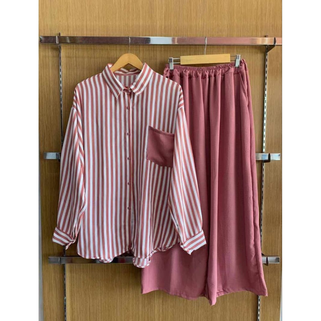 SETELAN SALUR JUMBO // Setelan crinkle airflow// Setelan wanita Ld 140✨