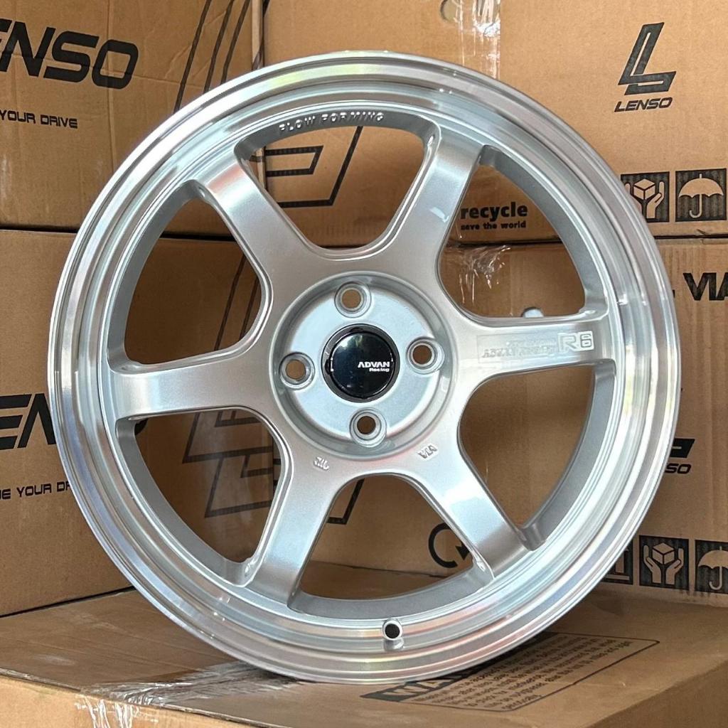 Velg Advan R6 Flow Forming  Ring 17 Lebar 7.5 Pcd 4x100 Et 40 Warna Hyper Silver Lip Polish