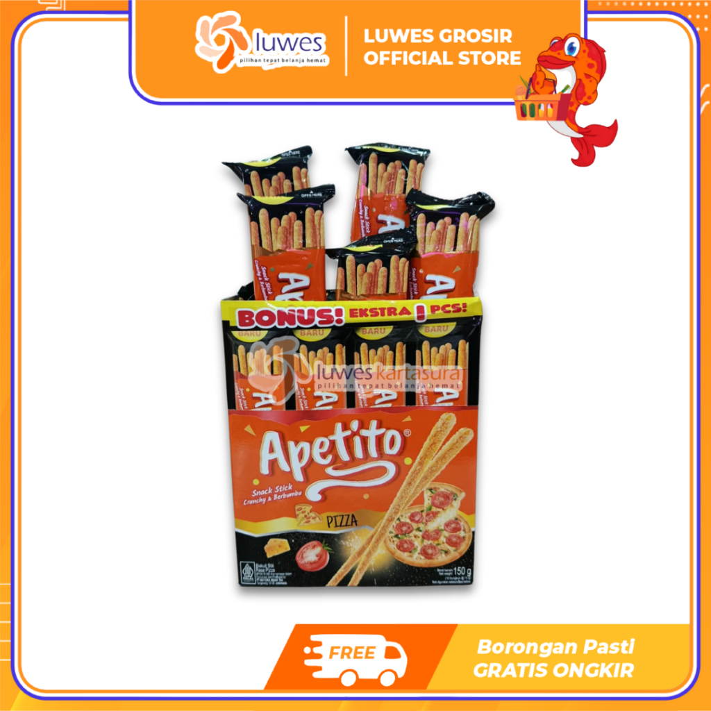 [GROSIR] Apetito Snack Panjang Pizza Box Isi 10pcs Apetito Pizza Box Biskuit Stik Rasa Pizza Murah