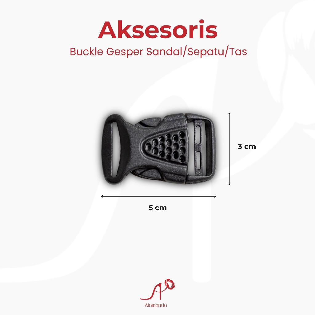 Aksesoris Buckle Kunci Sodok Gesper Bintik Plastik Warna Hitam 3 cm