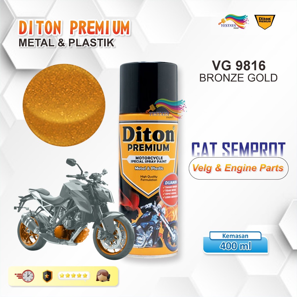 [TERMURAH] DITON PREMIUM VELG& ENGINE VG 9816 BRONZE GOLD CAT SEMPROT PYLOX PILOK