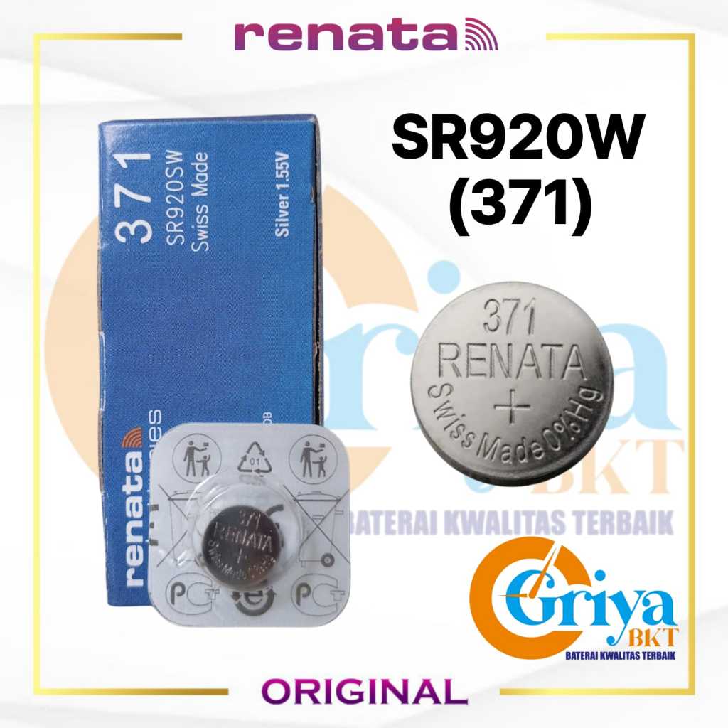 RENATA SR920SW 371 Original Swiss Made Baterai Jam Tangan 920 SR920 SR921 SG6 Silver Oxide 1,55 Volt