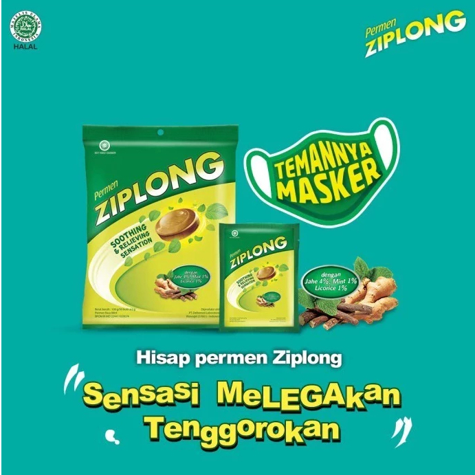 Permen Ziplong Bag 50 Butir - Permen Mint Licorice Melegakan Tenggorokan Menyegarkan Nafas