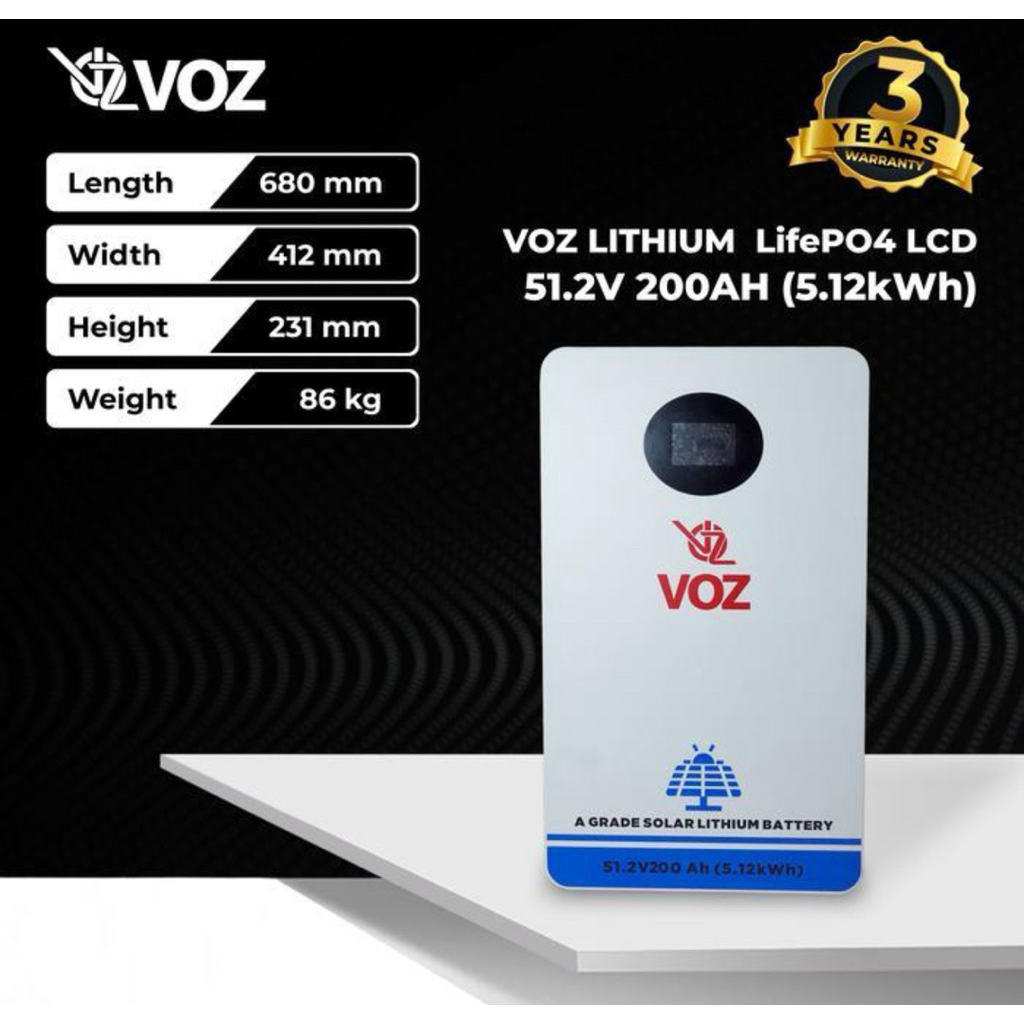 Aki Lithium VOZ Battery Lithium LiFePO4 LCD 51,2V 200AH Wall Mounted 51,2v 200ah wall mounted 51.2v 