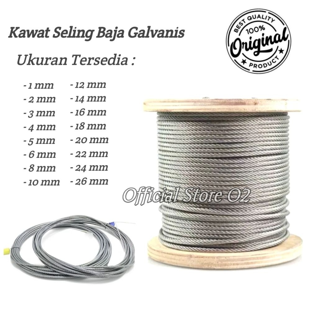 Sling Baja Tali Seling Baja 22mm Galvanis Wire Rope