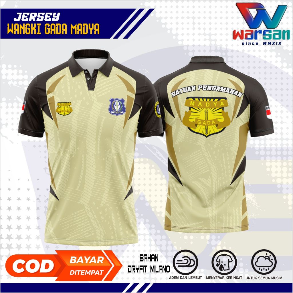 JERSEY WANGKI GADA MADYA FULL PRINTING / KAOS KERAH GADA MADYA DRYFIT / JERSEY SATPAM GADA MADYA