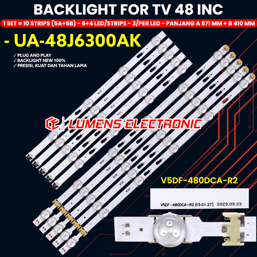 BACKLIGHT TV LED SAMSUNG 48 INCH 48J6300 UA48J6300 UA48J6300AK 48J6300AK UA-48J6300AK LAMPU BL 48J