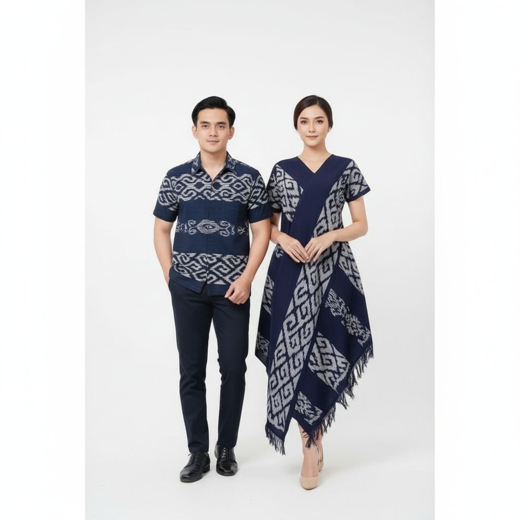 BAJU SET PAKAIAN COUPLE TENUN IKAT ETNIK WANITA DAN PRIA JEPARA BAJU PREWEDDING TENUN BEST SELLER DI