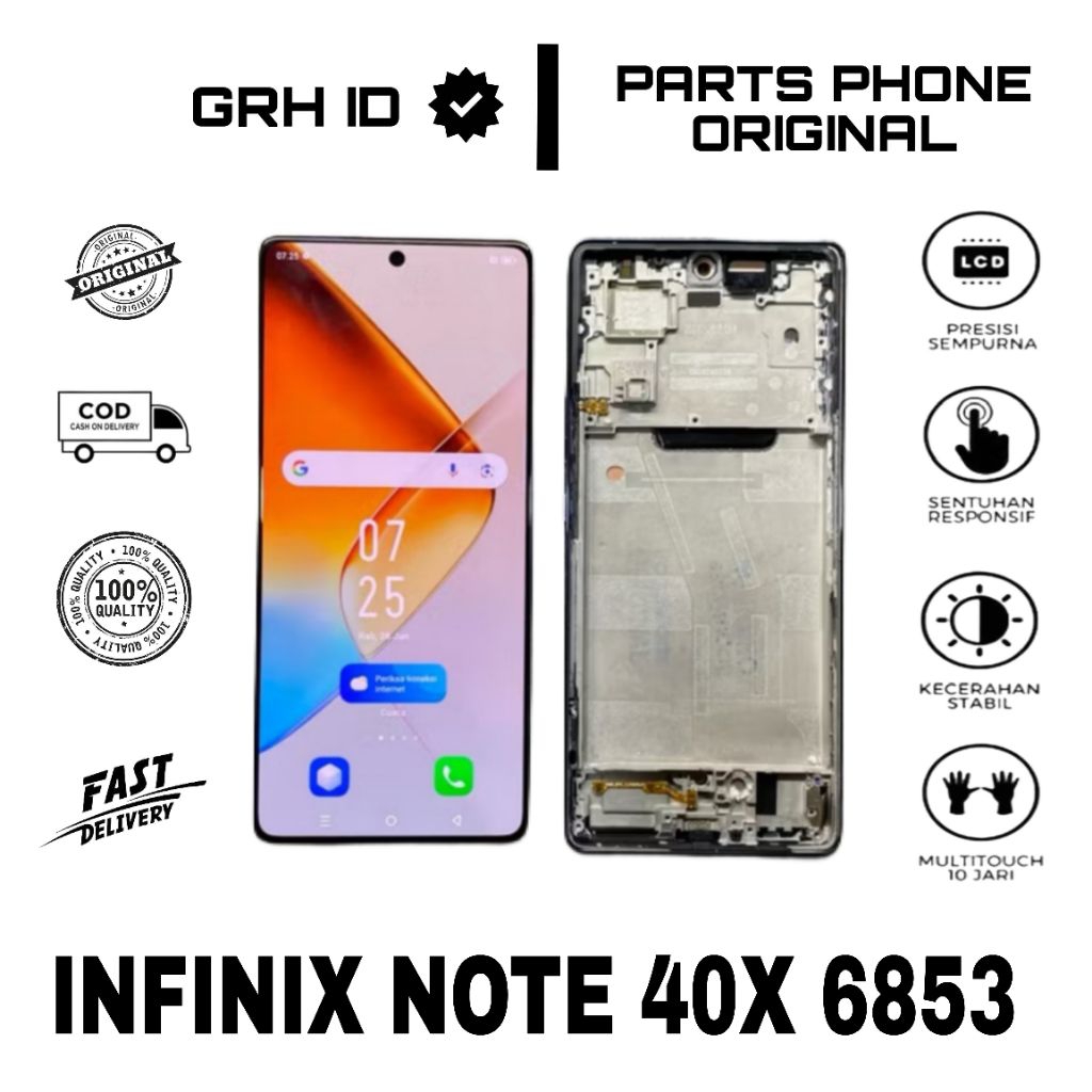 LCD TS TOUCHSCREEN FULLSET FRAME INFINIX NOTE 40 X6853 ORIGINAL COPOTAN