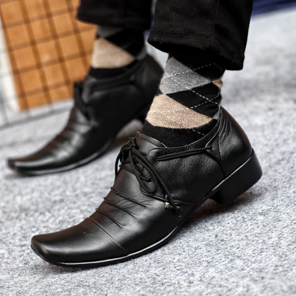 Sepatu Pantofel Kulit Asli Pria Hitam Coklat